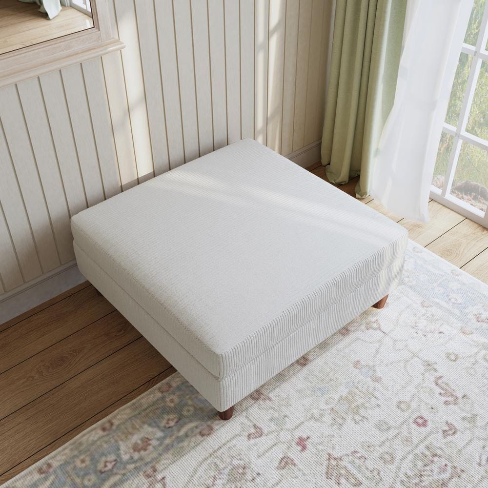 40.9 in. Beige Corduroy Fabric Square Ottoman with Wood Legs price history on PriceWatchPro