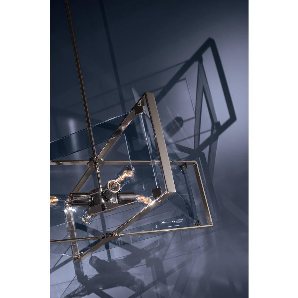 Polished Nickel 4-Light Chandelier with Clear Acrylic Shade