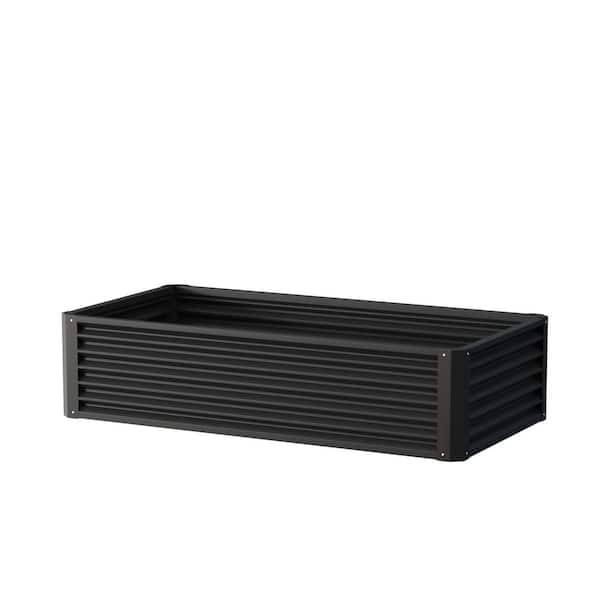Noble House Harlow 36 in. x 72 in. x 18 in. Outdoor Patio Rectangular Galvanized Metal Raised Garden Bed Ground Planter Box, Black