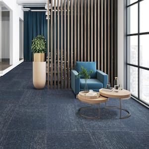 Elite Single Blue Com/Res 24 in. x 24 in. Glue-Down or Floating Carpet Tile square w/cushion (1 Tiles/Case) (4 sq. ft.)