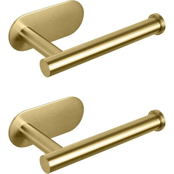 Anqtovp Toilet Paper Holder Self Adhesive Wall Mount Toilet Roll Holder no Drilling for Bathroom in Brushed Gold