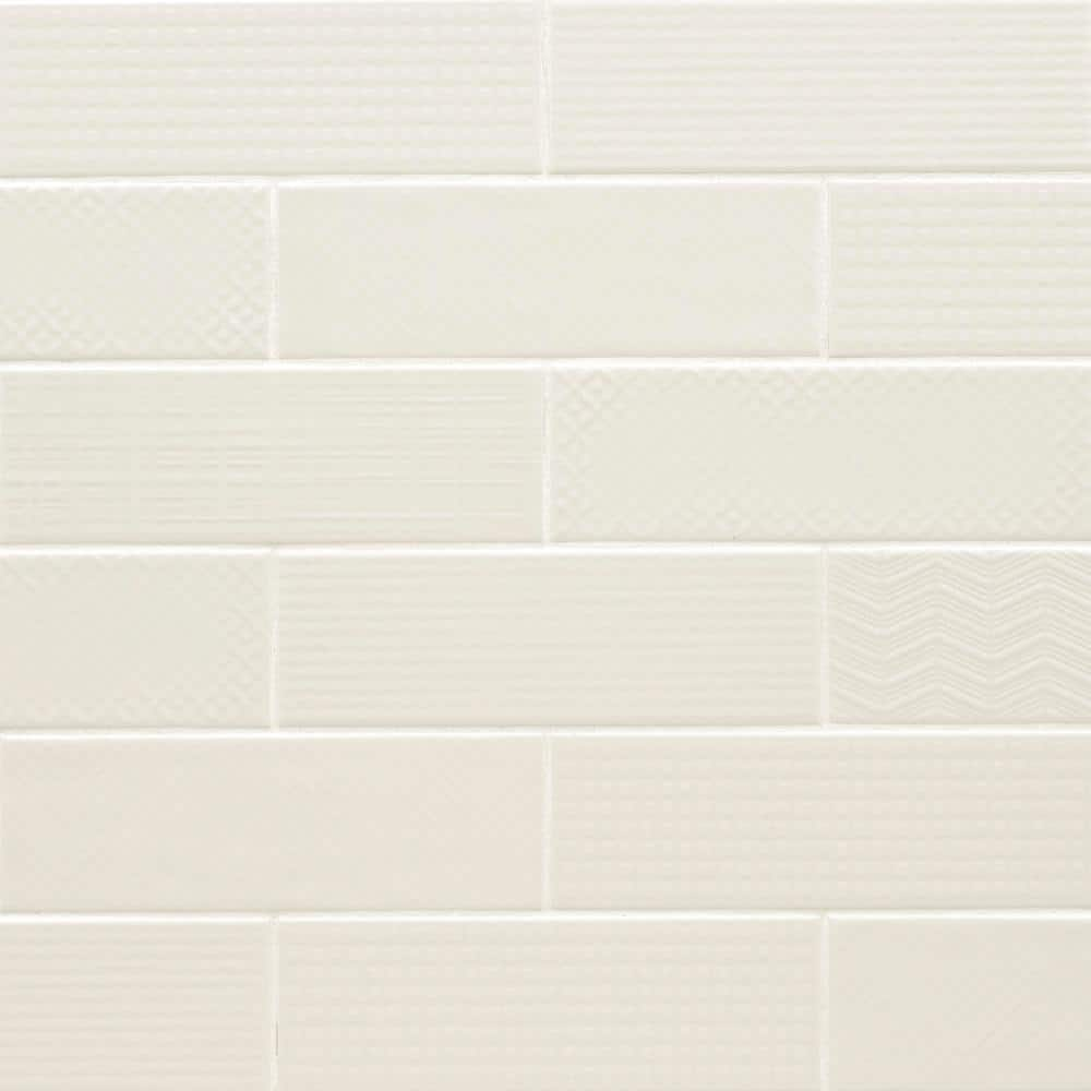 Buy Citylights Crema 3D Mix 4 in. x 12 in. Glossy Glazed Ceramic White ...