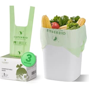 3 Gal. Compostable Trash Bags with Handle, Eco-Friendly for Food Scraps (80-Count)