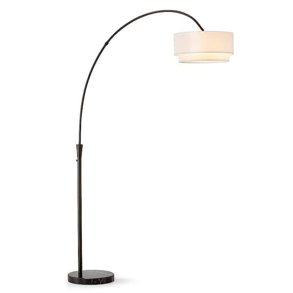 Beautiful Contemporary Arch Floor Lamp with White Marble Base in Chrome Finish 