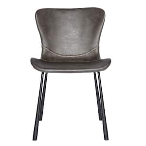 Amelia Dark Gray Faux Leather Cushioned Parsons Chair (Set of 2)