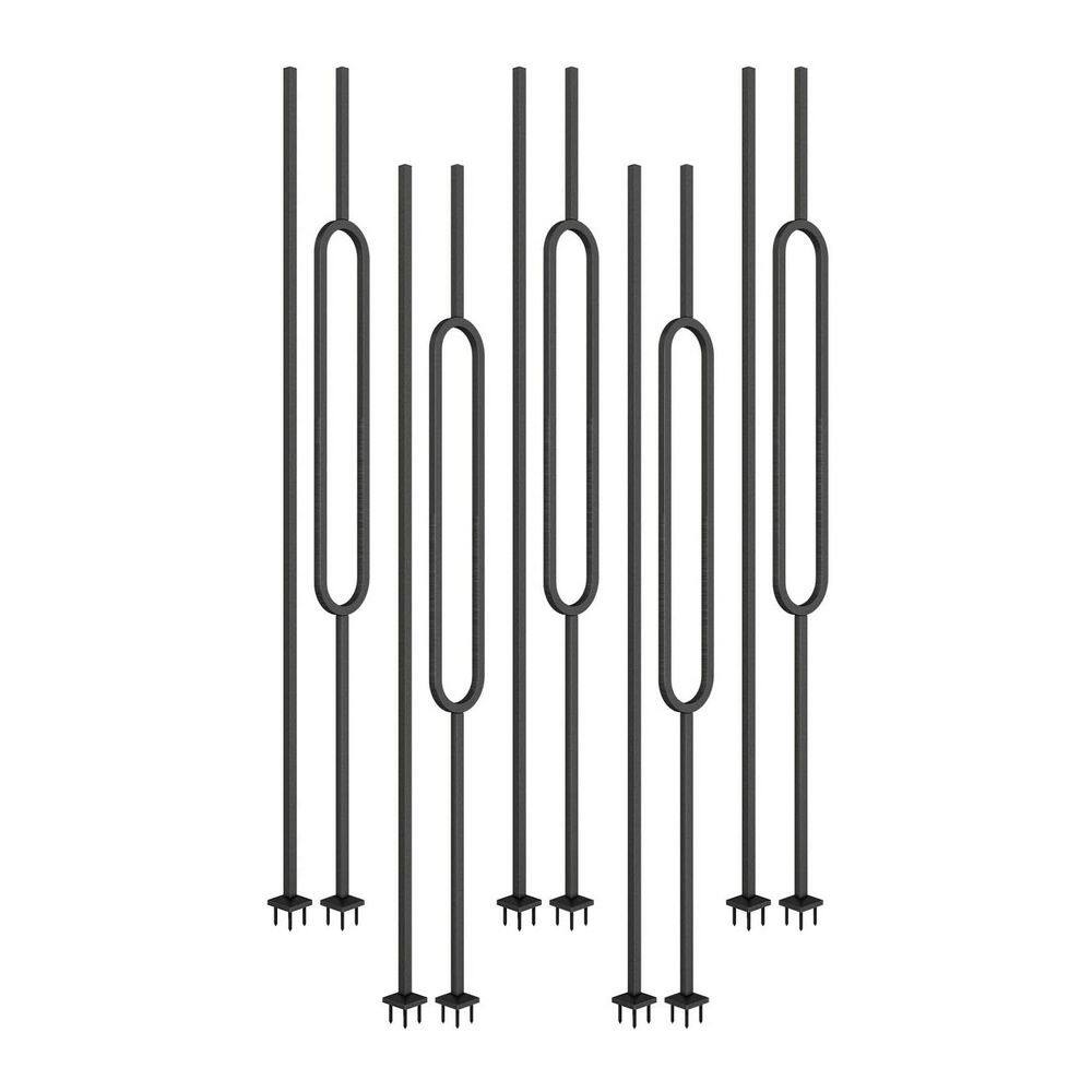 44 in. H x 0.5 in. W Black Wrought Iron Modern Indoor Stair Railing Kit, 10 Pack, Includes Oval and Straight Aluminum price history on PriceWatchPro