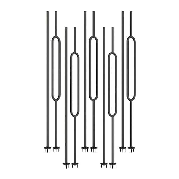 44 in. H x 0.5 in. W Black Wrought Iron Modern Indoor Stair Railing Kit, 10 Pack, Includes Oval and Straight Aluminum