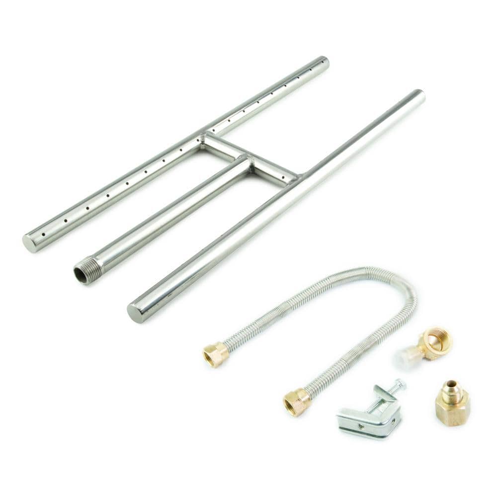 18-Inch Stainless Steel H-Burner for Fire Pits & Fireplaces