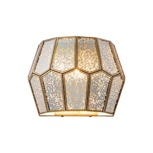 9.75 in. 1-Light Brass Modern Wall Sconce with Silver Mercury Glass