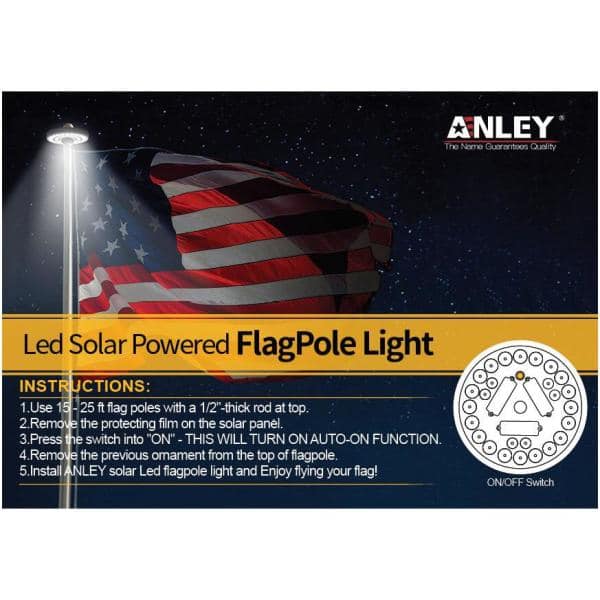 ANLEY 26 LED Solar Powered Flag Pole Light Ultra Bright Full