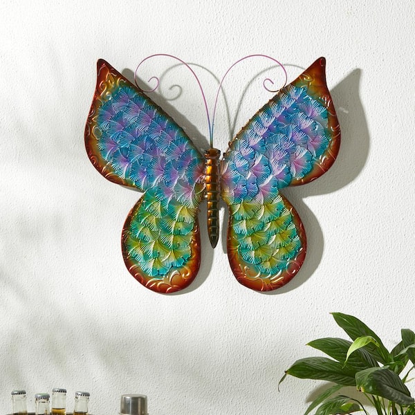 Glitzhome 20 in. L Metal Butterfly Wall Decor 2023100011 - The