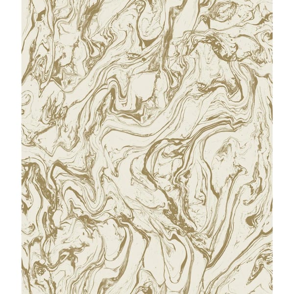 Liquid Marble Geometric wallpaper in grey & gold