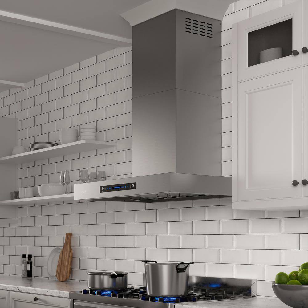 30-Inch Silver Stainless Steel Wall Mounted Range Hood with Charcoal Filter
