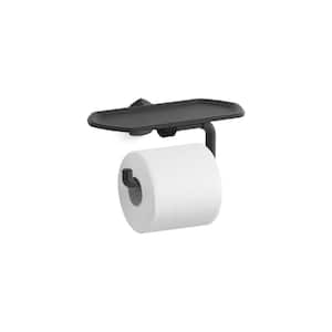 Occasion Wall Mounted Toilet Paper Holder with Tray in Matte Black