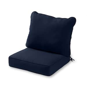 24 in. x 24 in. 2-Piece Deep Seating Outdoor Lounge Chair Cushion Set in Navy