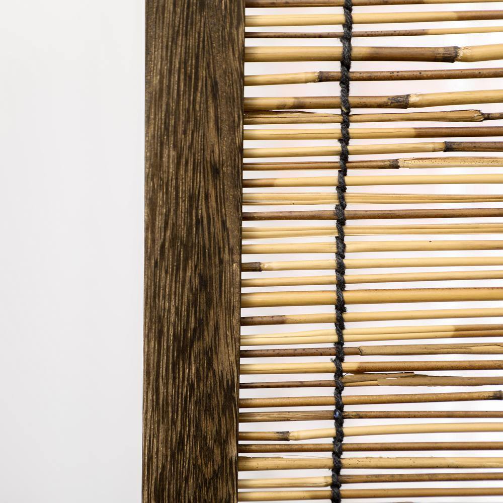 Brown Woven Bamboo 4-Panel Folding Room Divider