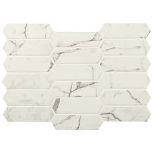 Statuario Celano Picket 9.84 in. x 14.13 in. Textured Glass Patterned Look Floor and Wall Tile (14.55 sq. ft./Case)