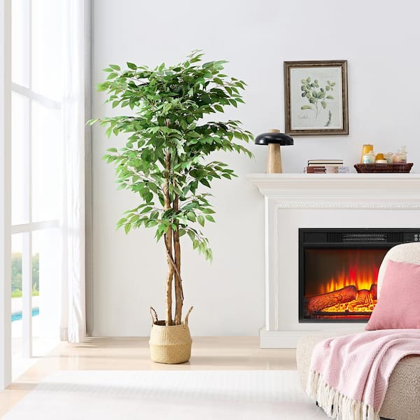 Artificial Tree in Modern Granite online Effect Planter, Fake Ficus Silk Tree, Artificial Plant for Indoor and Outdoor Home Decoration