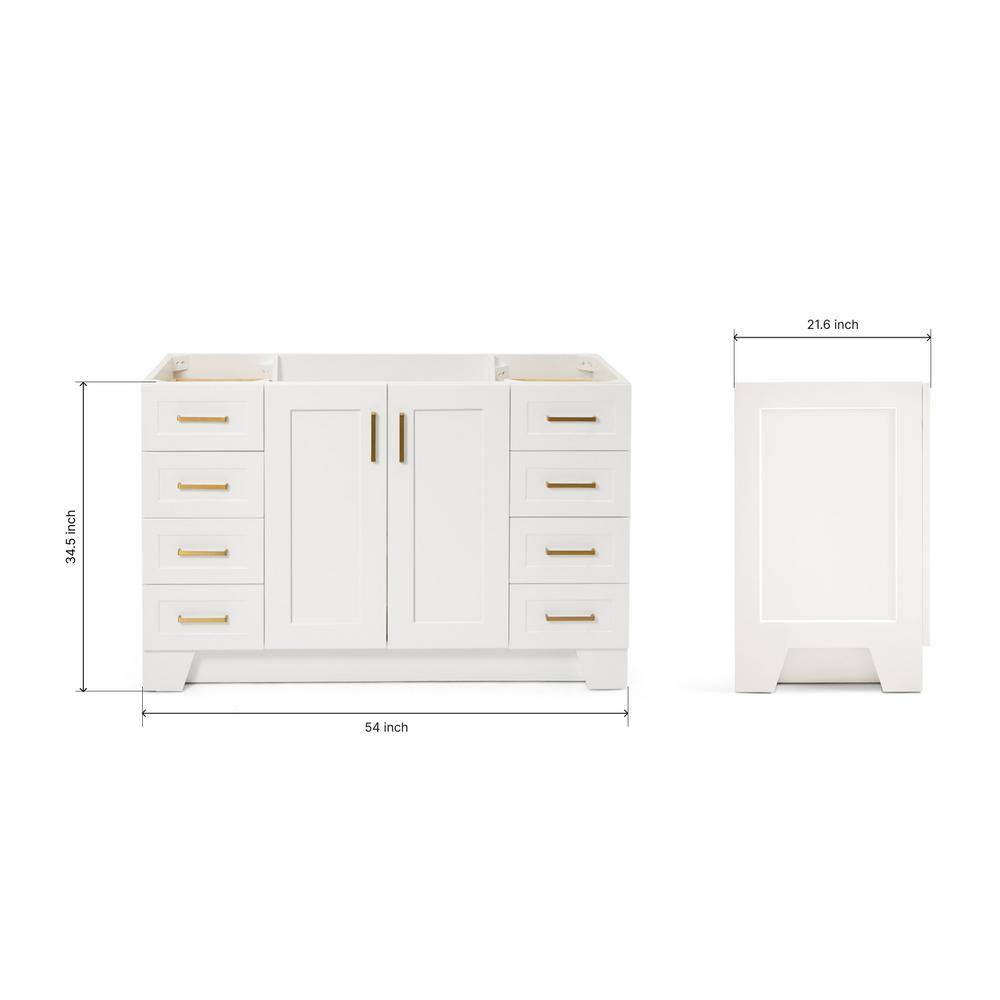 Taylor 54'' White Freestanding Single Vanity with Brass Hardware