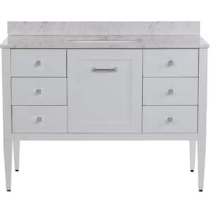 Hensley 49 in. W x 22 in. D Bath Vanity in White with Stone Effects Vanity Top in Lunar with White Sink