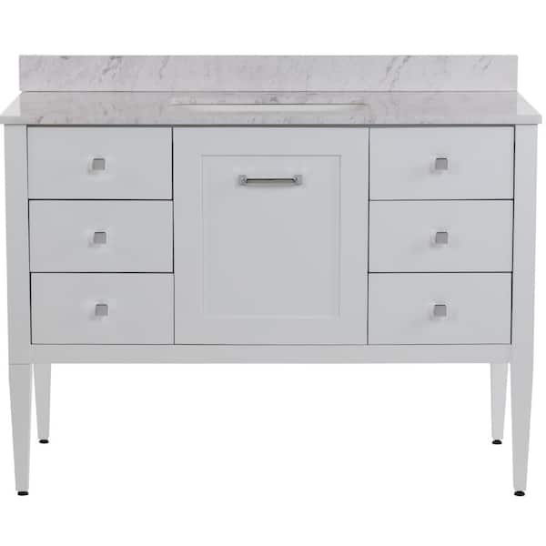 MOEN Hensley 49 in. Single Sink White Bath Vanity with Lunar Cultured Marble Top (Assembled)