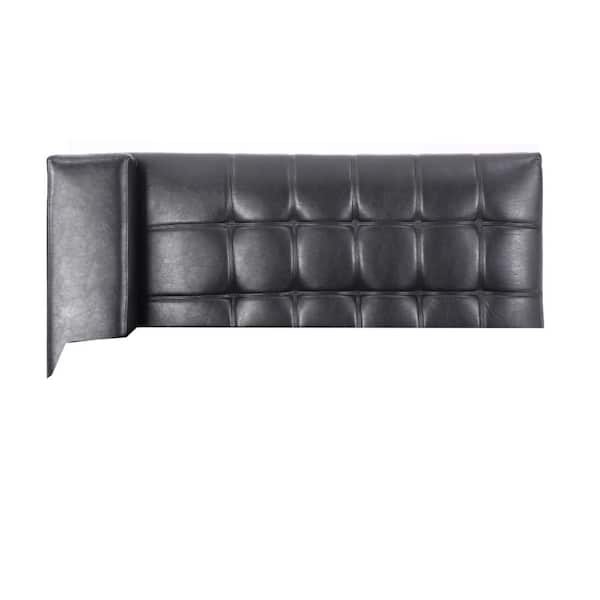 Noble House Berkamn 58 in Square ArmFaux Leather Arm Sectional Sofa Bench Armrest and Base Only in. Midnight Black and Dark Brown