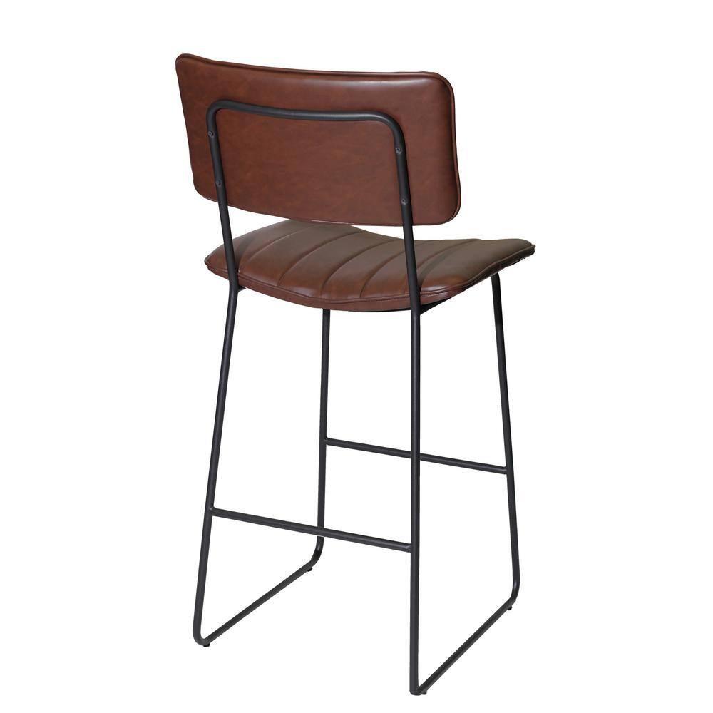 Tribeca Mid-Century Modern Brown Faux Leather 43" Bar Stool