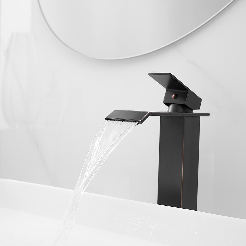 Oil-Rubbed Bronze Tall Vessel Sink Faucet with Drain Assembly