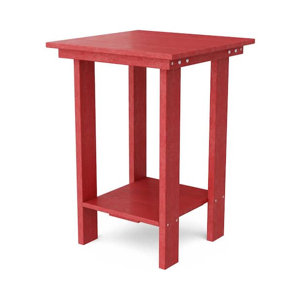 Wildridge Contemporary Cardinal Red HDPE Plastic Outdoor Balcony Side Table
