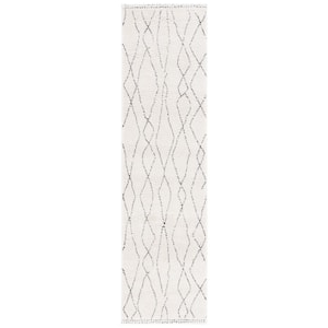 Melody Ivory/Black 2 ft. x 8 ft. Abstract Diamond Runner Rug