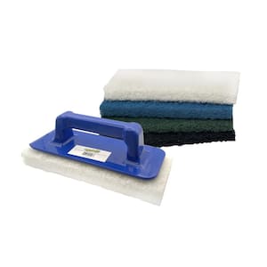 Heavy Duty, Commercial Grade Scrub Dr. Scrub Pad Holder with Scraper Edge including 4 pack Multi-surface Scrub Pads