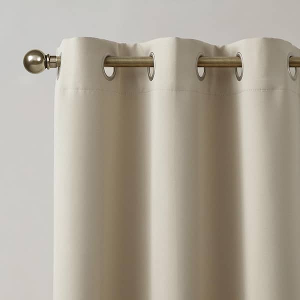 Alona Natural 38 in. W x 84 in. L Grommet Blackout Curtain (Single Panel)