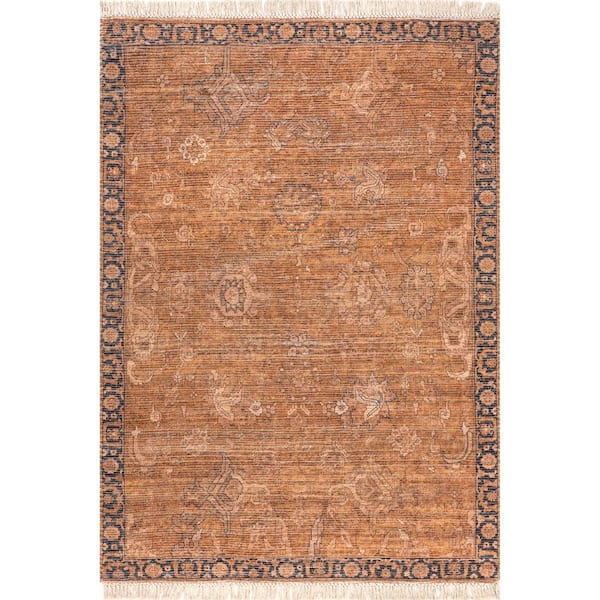 RUGS USA Marigold Vintage Tasseled Brown 9 ft. x 12 ft. Traditional Area Rug