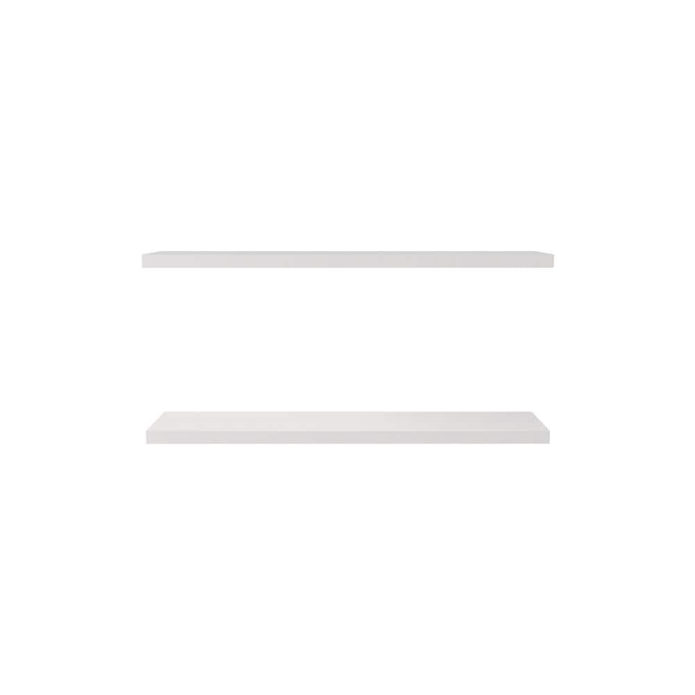 New (Set of 2) White 47.3 in. W x 9.8 in. D Wide Floating Decorative Wall S