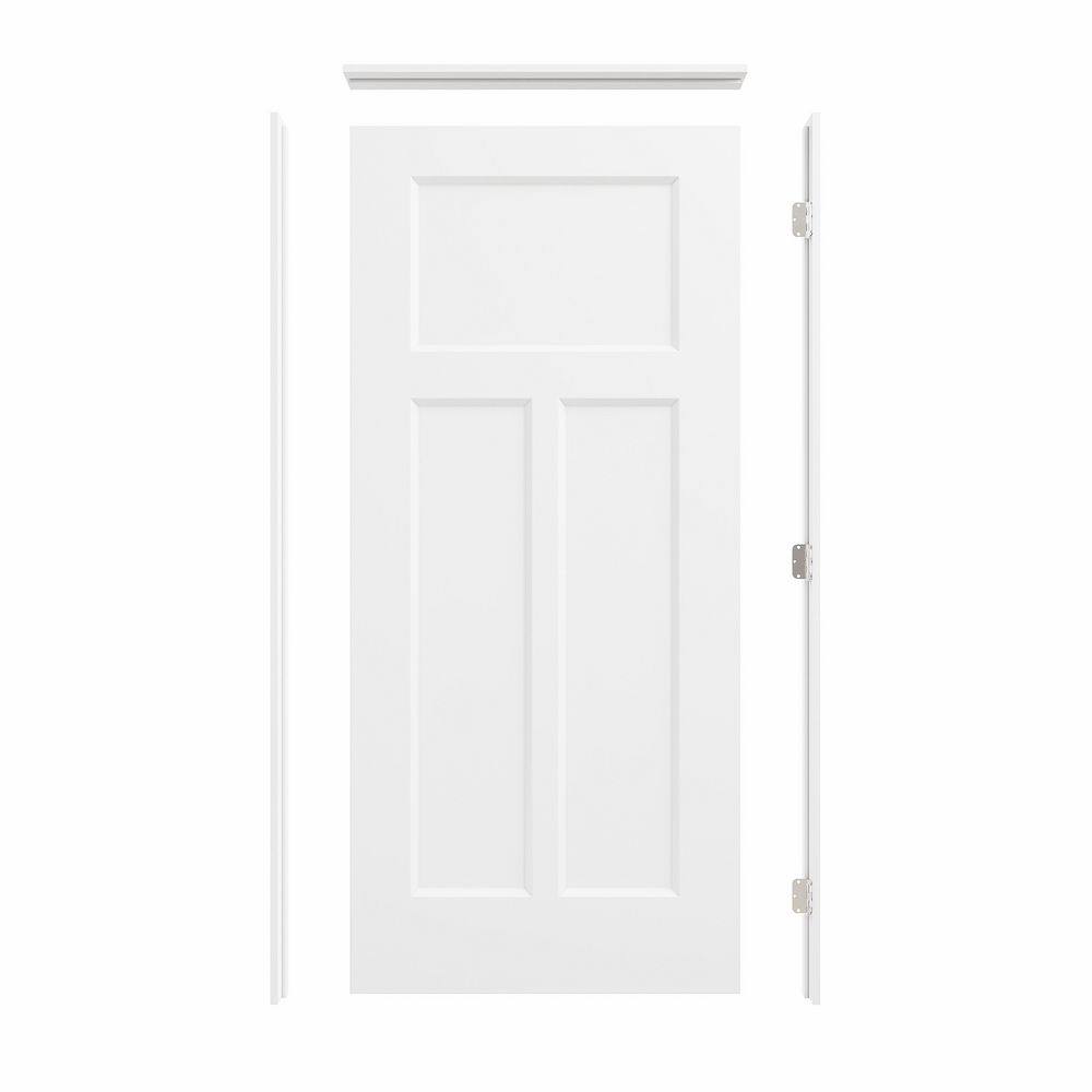 Assembly Required 36 in. x 80 in. 3-Panel Left-Handed Painted Solid Core Wood Interior Prehung Door with Separate Jamb price history on PriceWatchPro