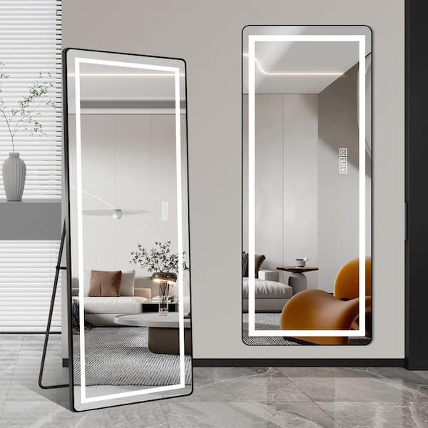 Black 21 in. W x 64 in. H Rectangle Full-Length Vertical Mirror