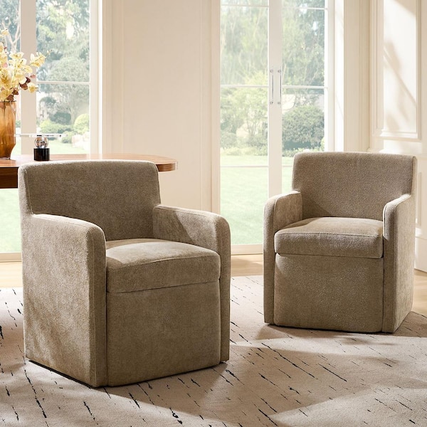 Anna Sand Modern Polyester Dining Chair with Built-in Storage Compartment (Set of 2)