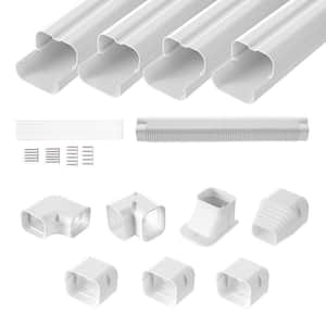 Mini Split Line Set Cover 3 in. W x 15.8 ft. L PVC Decorative Pipe Line Cover for Air Conditioner with 4 Straight Ducts