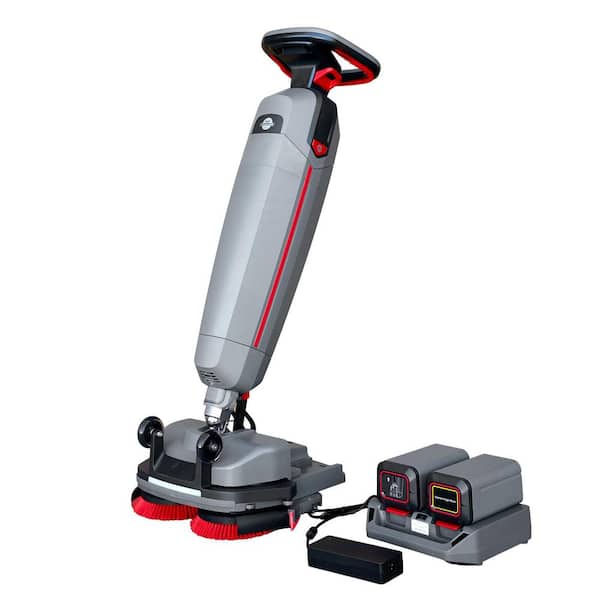16 in. Commercial Cordless 24V Battery Powered Automatic Floor Cleaner Sweeping Scrubber with Dual Power Mop Brushes