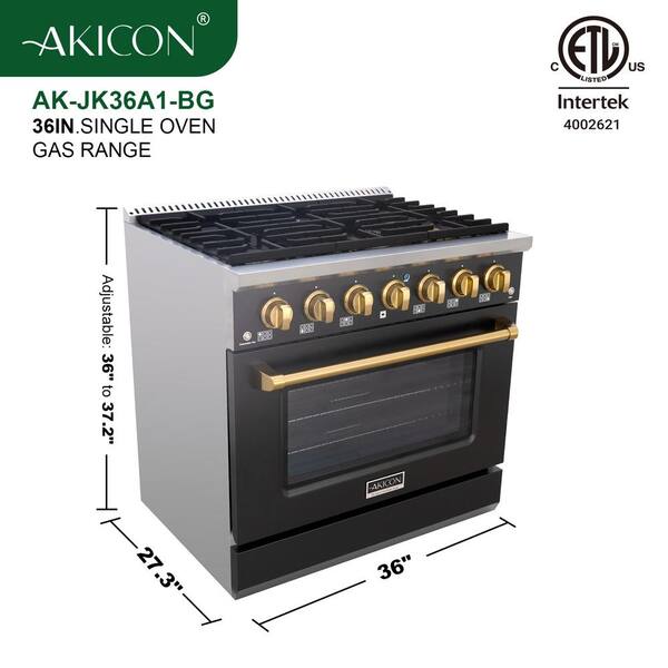 Akicon 36in. 6 Burners Freestanding Gas Range in Black and