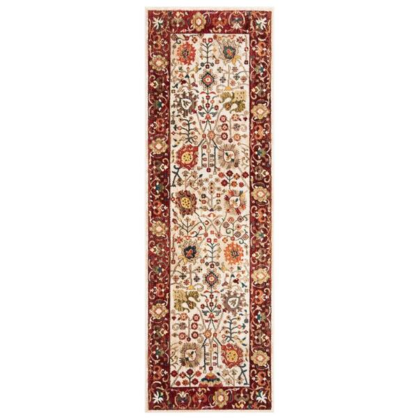 Kashan 3 x 6 Ivory/Red Persian Runner Rug