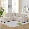 Nestfair 87.4 in. Beige Linen Upholstered L-Shaped Sleeper Sofa Bed with  Twin Size Pull-out Bed and Storage Ottoman S10050A - The Home Depot