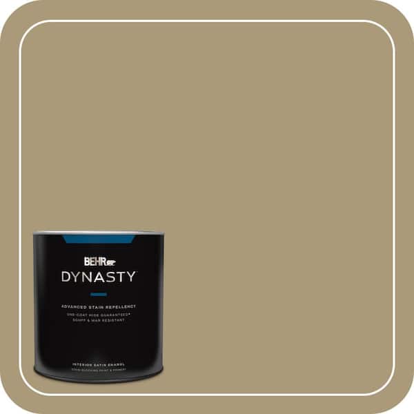 BEHR DYNASTY 1 qt. #PPU8-06 Exploring Khaki Satin Enamel Interior Stain-Blocking Paint & Primer