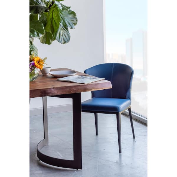 Lyra Sky Blue Vegan Leather Dining Chair with Steel Frame - (Set of 2)