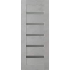 Vona 30 in. x 80 in. No Bore Solid Core 5-Lite Frosted Glass Light Urban Finished Wood Composite Interior Door Slab