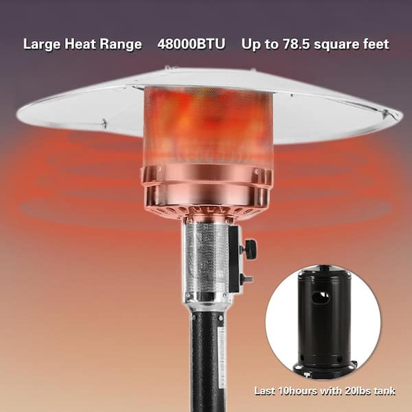 48000BTU Patio Heater Standing 87 in. Propane Gas Heater with