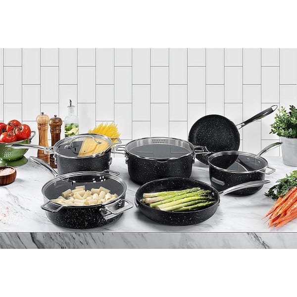 Reviews for GRANITESTONE StackMaster 10-Piece Aluminum Non-Stick Diamond  Infused Cookware Set with Glass Lids