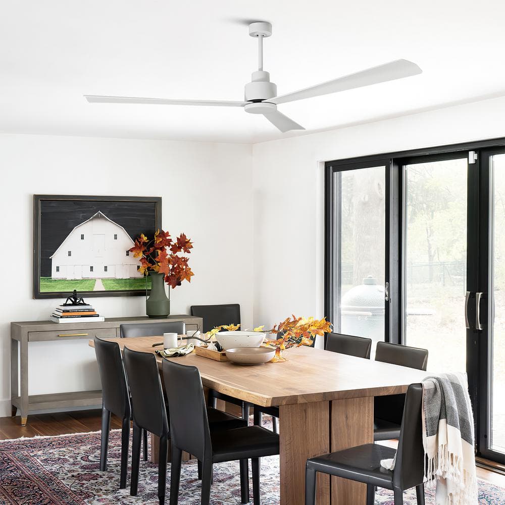 52" Matte White Ceiling Fan with Remote Control and Reversible Blade