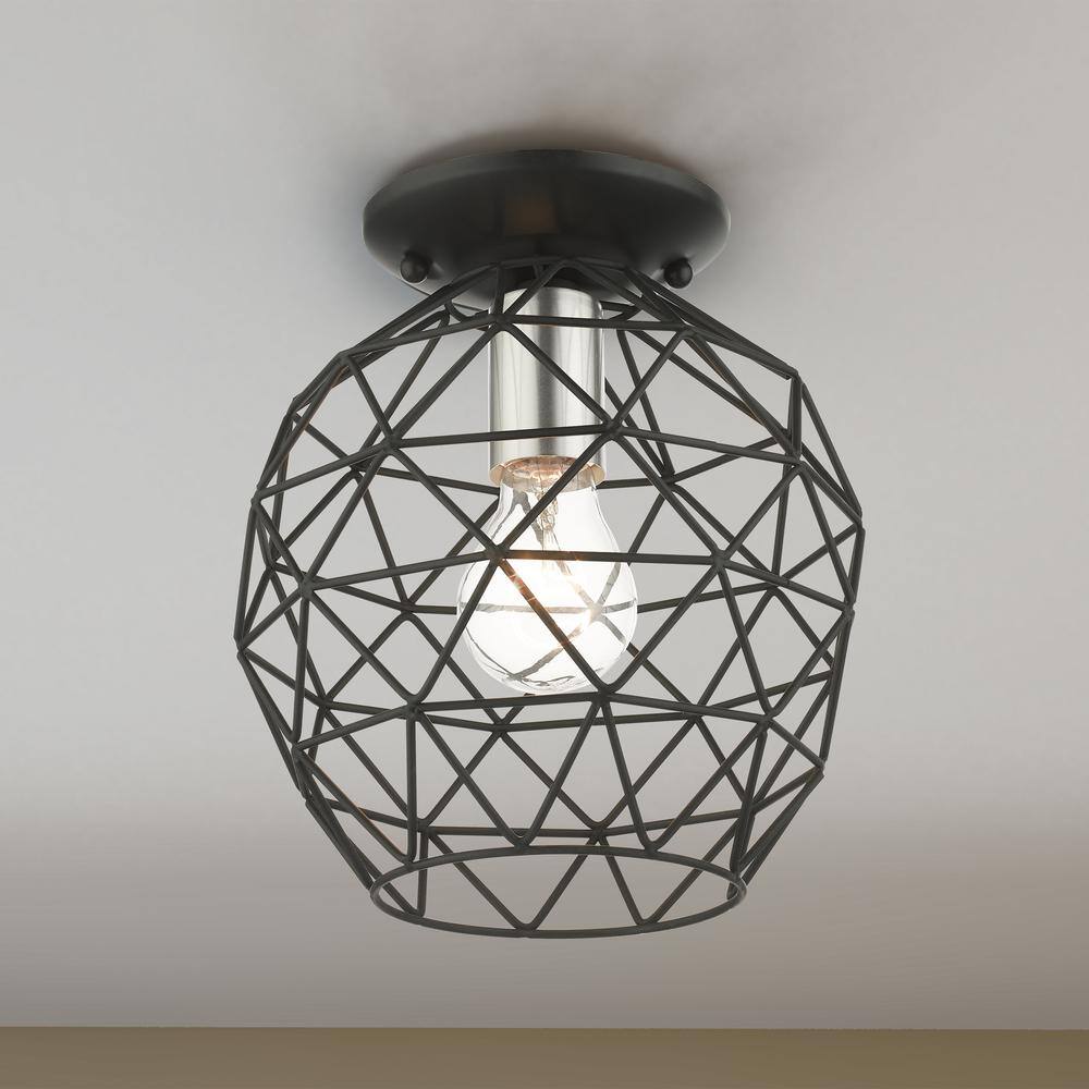 Geometrix Modern Black Nickel LED Flush Mount Light