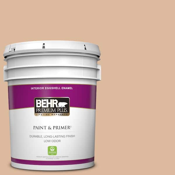 BEHR PREMIUM PLUS 5 gal. #PPU3-09 Pumpkin Cream Eggshell Enamel Low Odor Interior Paint & Primer